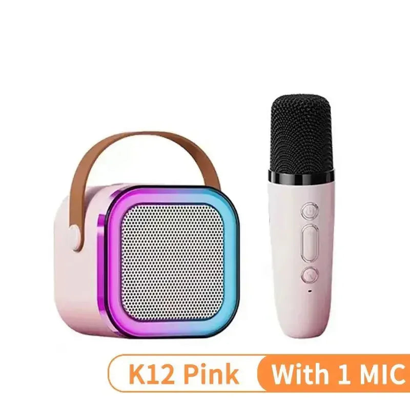 K12 Karaoke Machine with 1/2 Wireless Microphones Portable 5.3 PA Bluetooth Speaker System RGB Lights Audio Home KTV Kid Gifts